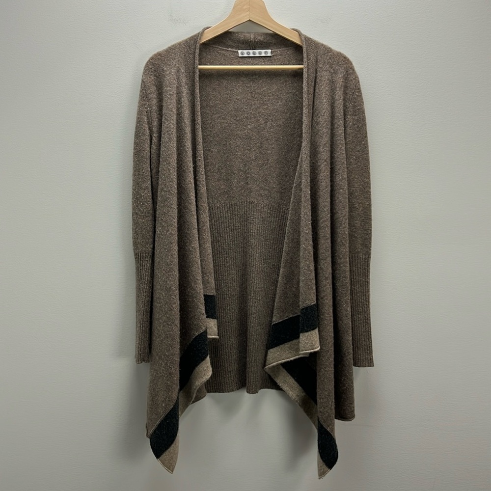 Kokun Cashmere Open Front Drape Cardigan Sweater Small Quiet Luxury Old Money